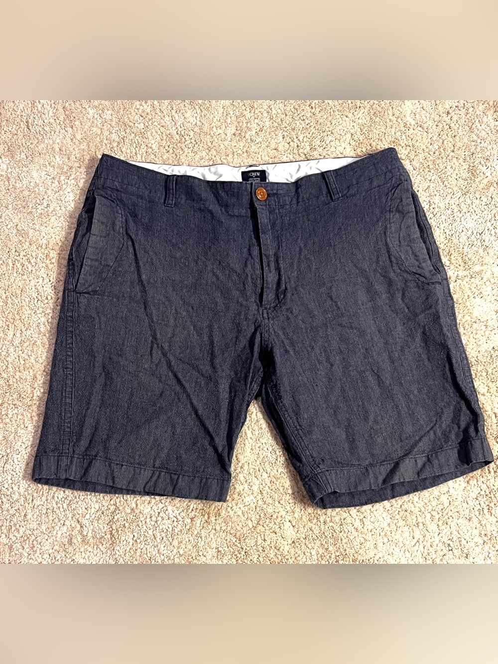 J. Crew Linen Cotton Beach Short Mid Rise Navy Men’s Size 36 X 8
